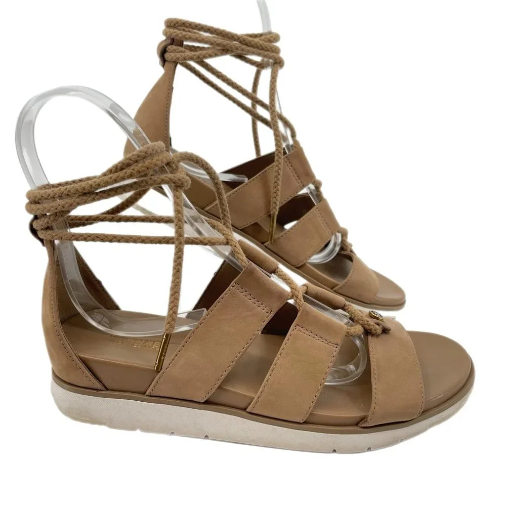 KORS Michael Kors Tan Leather Sandals | Breathable and Classic - Picture 1 of 8
